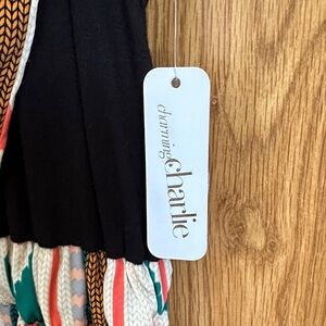 Charming Charlie Black and Vibrant Patterned Dress